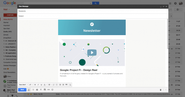 open newsletter in Gmail 