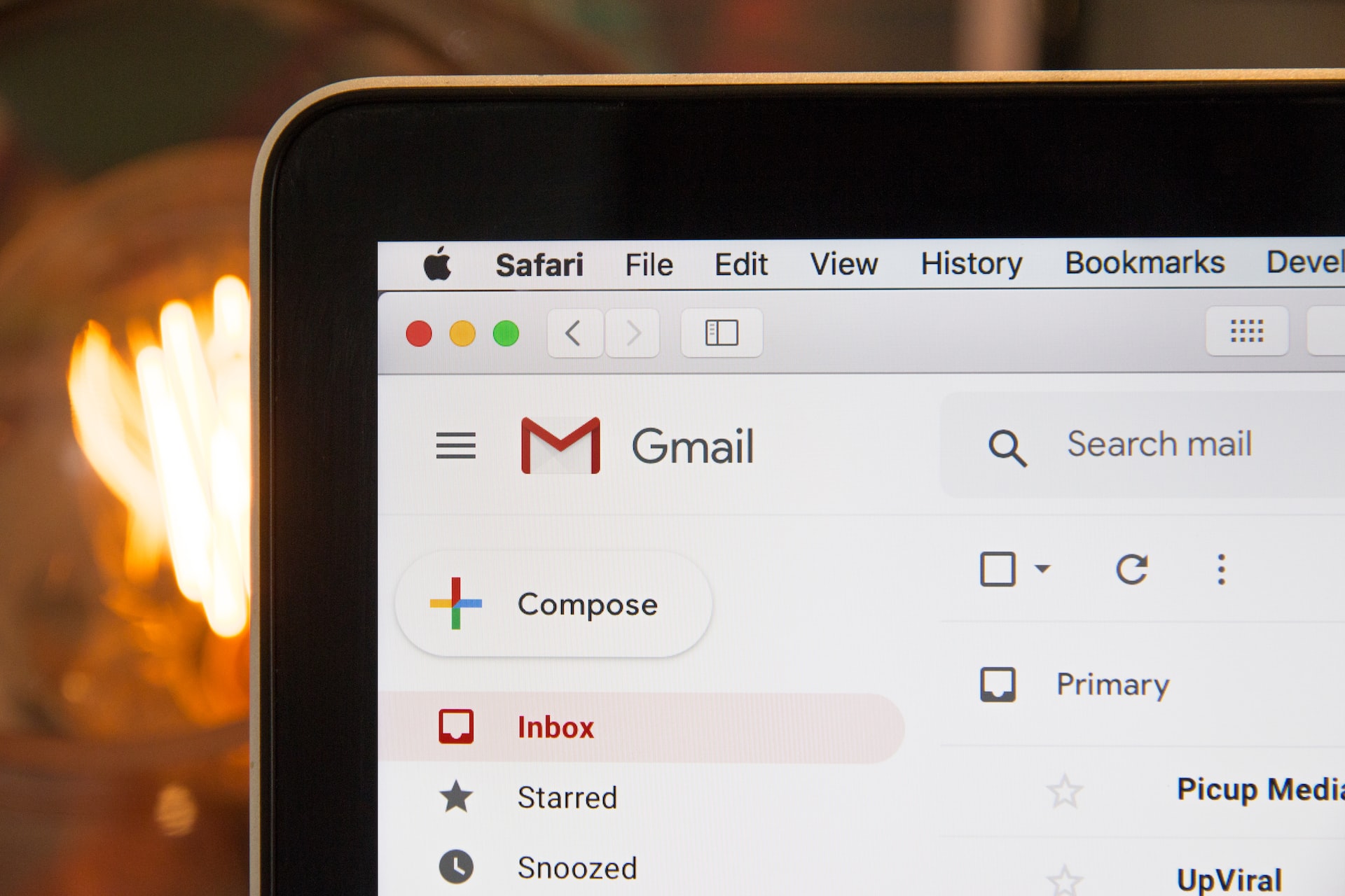 Gmail inbox on laptop