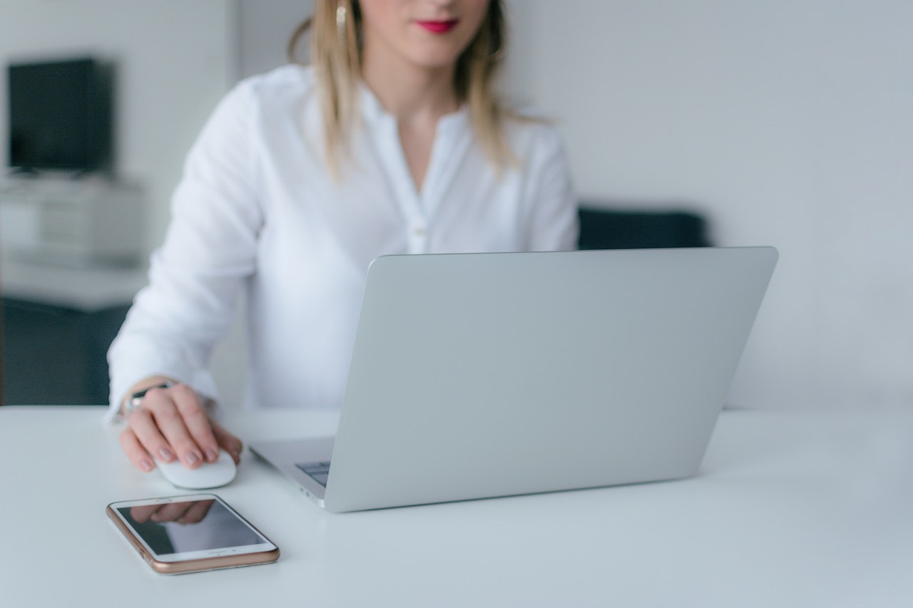 Woman working on a laptop