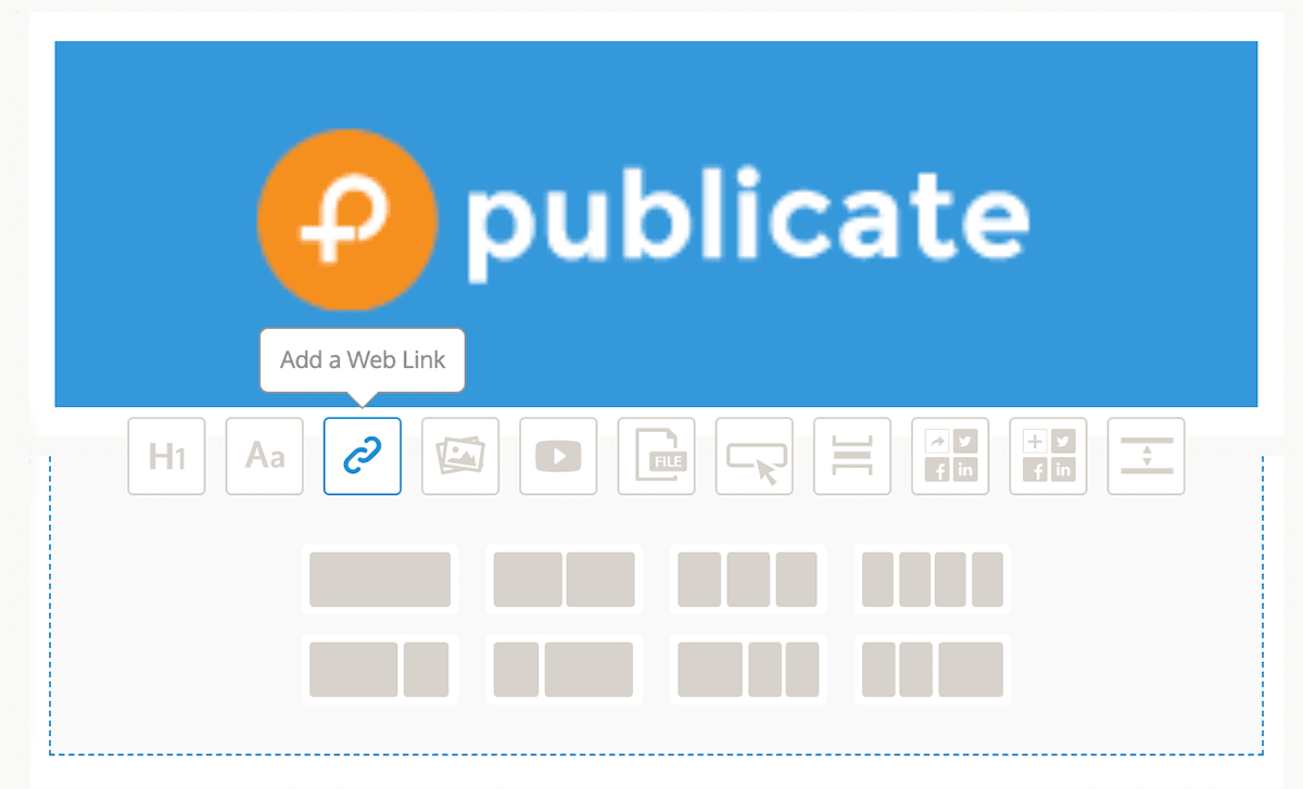 An Interface of an online HTML newsletter builder Publicate 