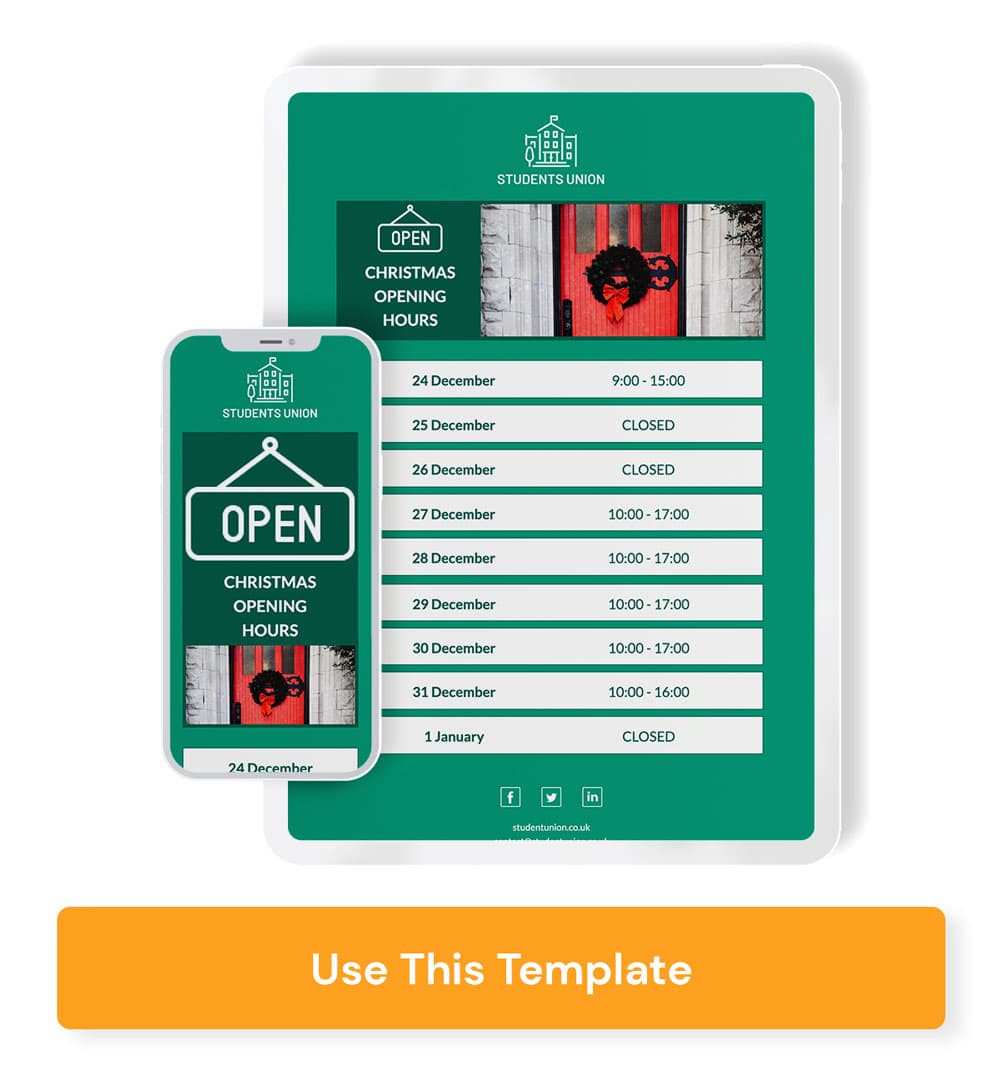 Student Christmas Newsletter With Campus Opening Times