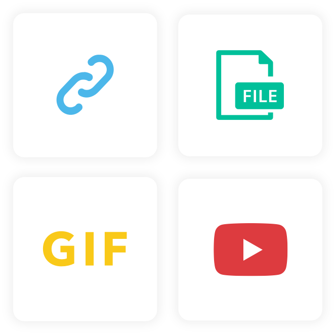 icons of Video, GIF, links, attached files