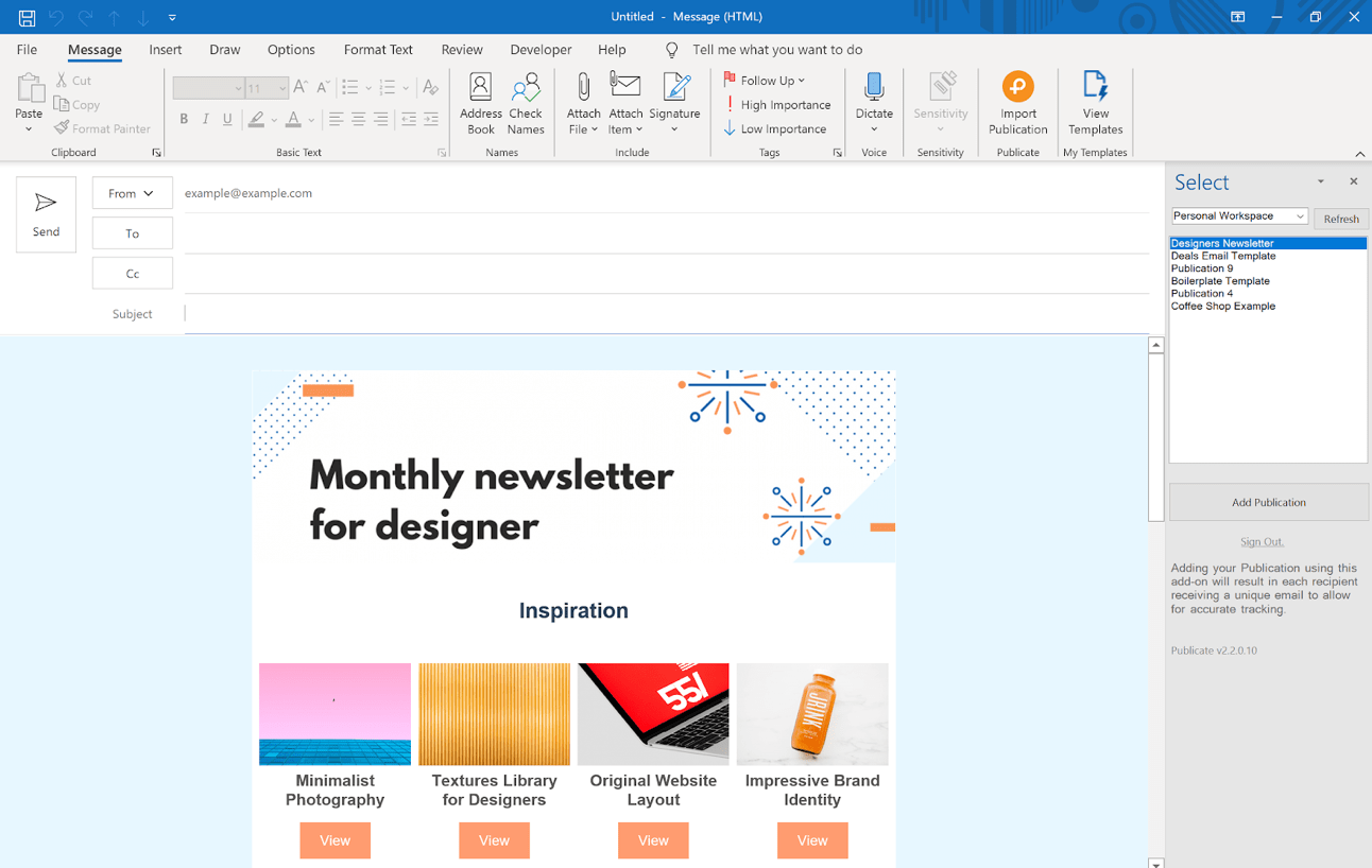 newsletter template in outlook