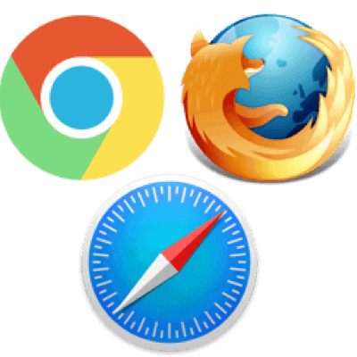 logos of Safari, Google Chrome,FireFox  