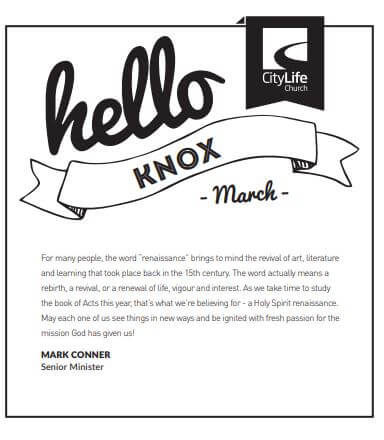 Pastor Mark Connor Newsletter Example