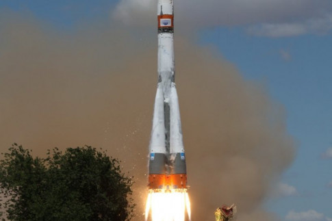 Multi-Payload Soyuz Launch Captured by Satellites in Orbit,...