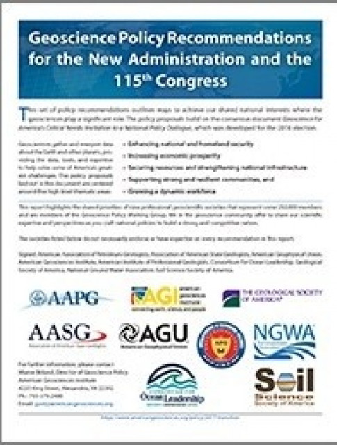 Geoscience Policy Recommendations for the New Administration and the 115th Congress