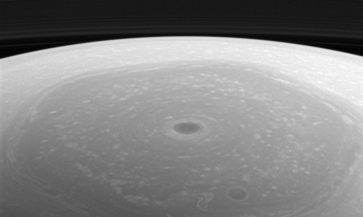 Bizarre Saturn Hexagon, Vortex Star in Cassini Photo