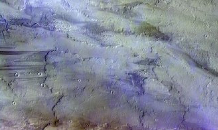 Clouds over lava flows on Mars