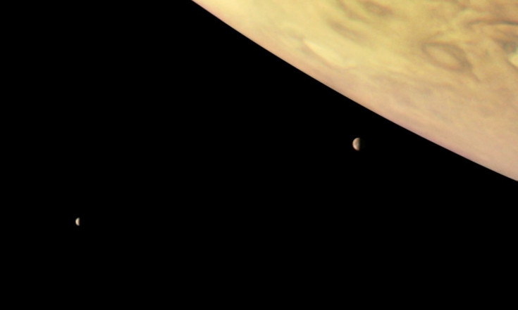 Jupiter and Two of Its Biggest Moons Loom in Stunning Juno Photo