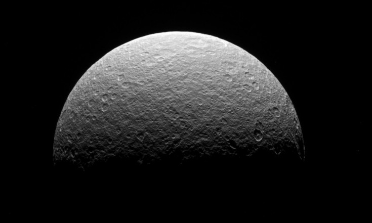 Rhea Retrospective: Cassini Probe`s Last View of Battered Saturn Moon